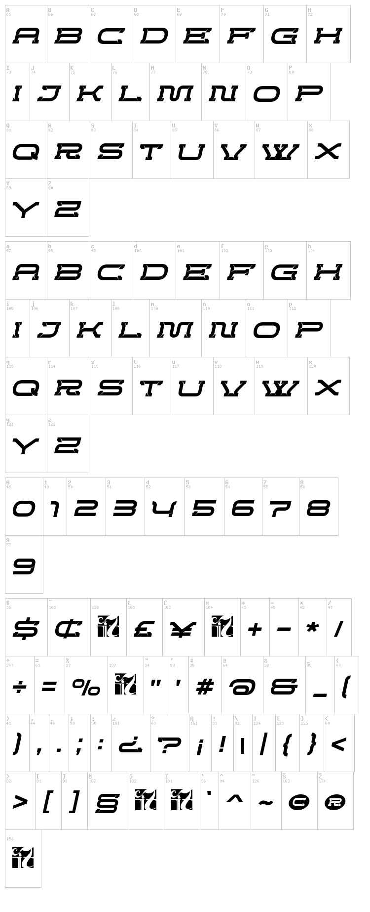 Creword font map